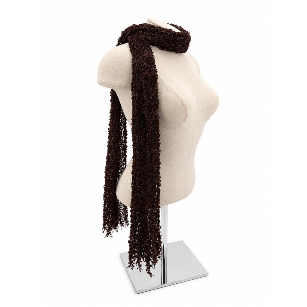 Charming Charlie Brown Textured Knit Fringe Scarf Accessory Overlay Y2k Boho